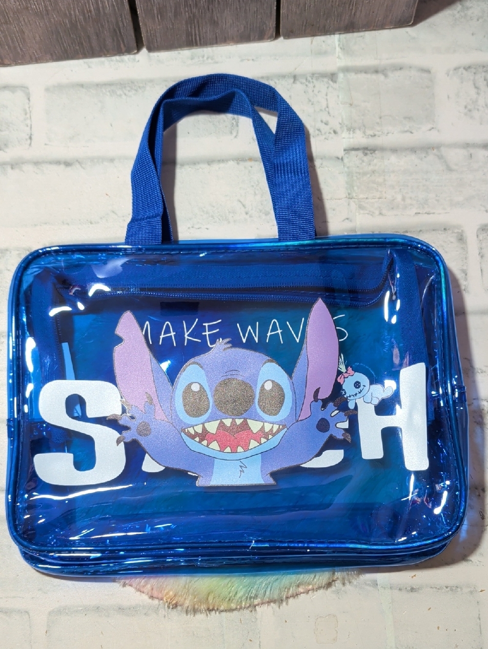 Stitch Blue Holographic Clear Tote Bag